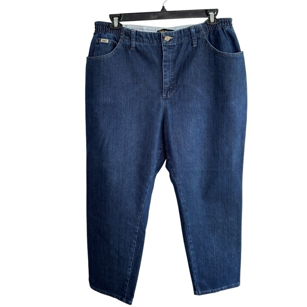 Lee Jeans Womens 18W Petite High Rise Comfort Elastic Waist Tapered Leg Stretch